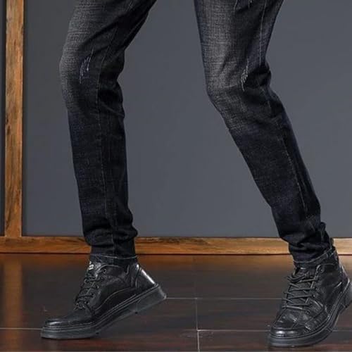 Men's Slim Jeans Elastic Washed Denim Pants Straight Embroidery Trousers Fashion Trendy Clothing3
