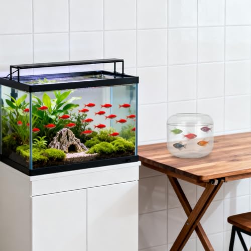 Acuario redondo de cristal que soluciona la falta de espacio con plantas de betta 8