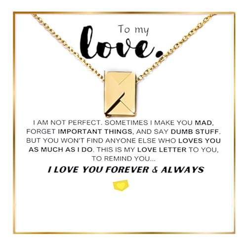 ziella Personalized Envelope Locket Necklace for Women,To My Love-Envelope Love Letter Necklace,Custom Photo Message Jewelry Gift For Girlfriend Romantic