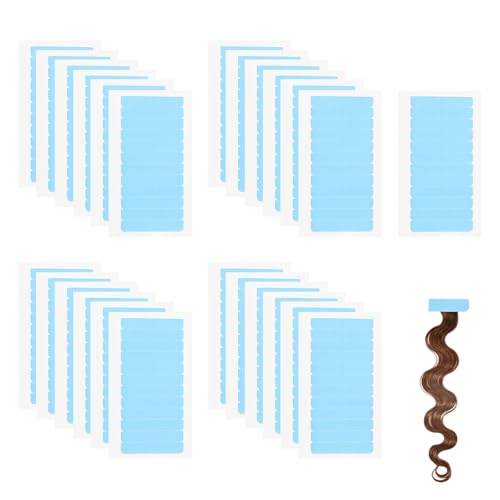 PINE & LINEN 600pcs Beauty Tools Double Sided Hair Extension Tape,Waterproof Hair Extension Tape Tabs Adhesive Replacement Tapes for Wig Hair Extensions/Front Lace/Toupee(Blue)