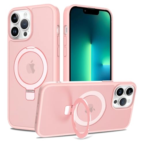 Image of Magnetic for iPhone 12 Pro Max Case & iPhone 13 Pro Max Case, 6.7 inch, Compatible with MagSafe, Rugged Kickstand, Not-Yellowing Military-Grade Protection, Matte Pink