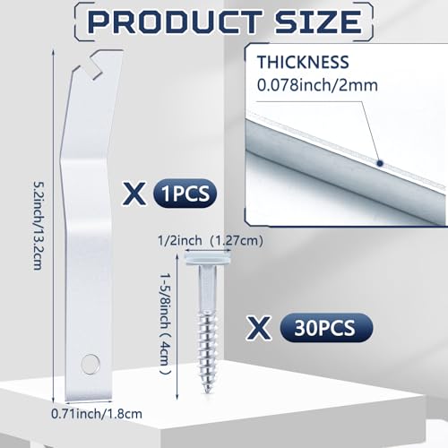 Image of 31 Pcs Security Picture Hangers Set, 30 T Head Screws and 1 Hardened Wrenches, Anti Theft Frame Locking Hardware for Hotel Museum Gallery