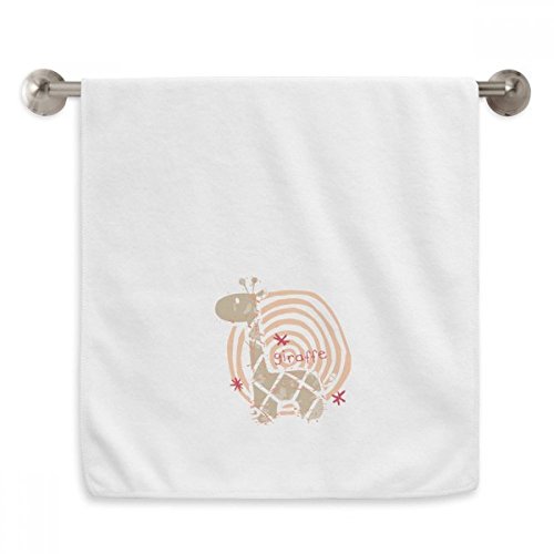 Serviette animaux débarbouillette girafe dessin drap de visage blanc - 2