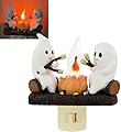 olybell Ghost Campfire Flickering Night Light, Ghosts Campfire Flicker Flame Nightlight, 3D Small Electric Faux Campfire Night Light, Halloween Indoor Decorations