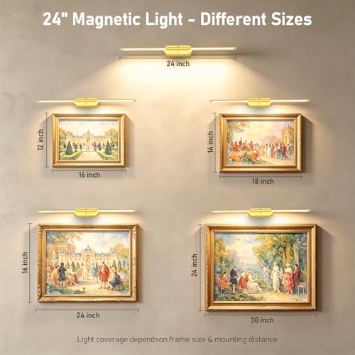 Image of Glendan 24 inch Wireless Picture Lights for Wall, Rechargeable Art Light