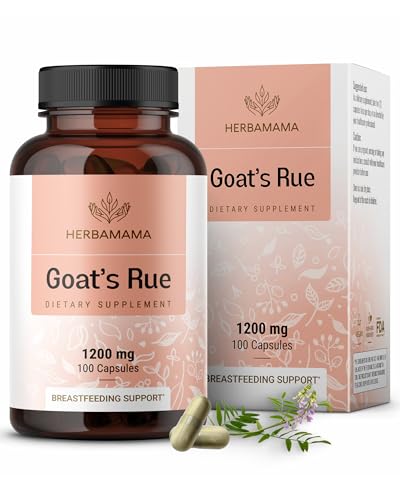 Image of HERBAMAMA Goat's Rue Capsules - 1200mg Galega Officinalis for Mother's Breast Milk Lactation Support - Vegan, Non-GMO Goats Rue Herb Lactation Supplement