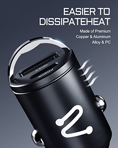 Usb C Car Charger, Aergiatech 38W(20W+18W) Pd&Qc 3.0 Adapter, Smallest Cigarette Lighter Usb Car Charger, Compatible With Iphone 13/13 Pro Max/12/11, Ipad Mini/Pro, Samsung And More #TOP3