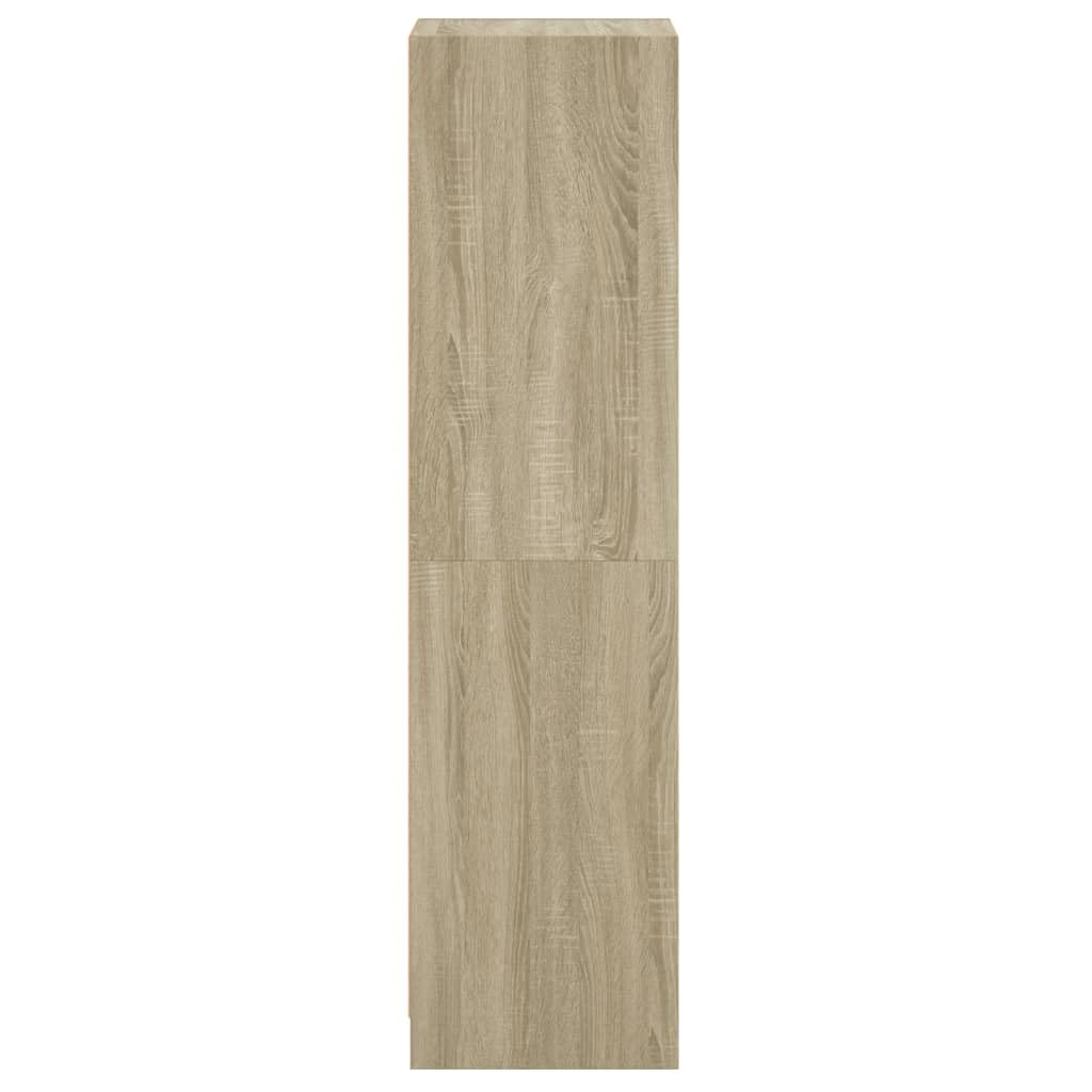 vidaXL Highboard, Beistellschrank mit Glastüren, Sideboard mit viel Stauraum, Schrank Kommode Hochschrank Wohnzimmer Schlafzimmer, Sonoma-Eiche