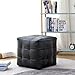 SENNIAN Getufteter quadratischer gepolsterter osmanischer Fußstützenhocker, japanischer Tatami-Boden-Sitzstuhl für Zuhause, Kunstleder-Hocker für Wohnzimmer-Schwarz 50x50x45cm(20x20x18inch