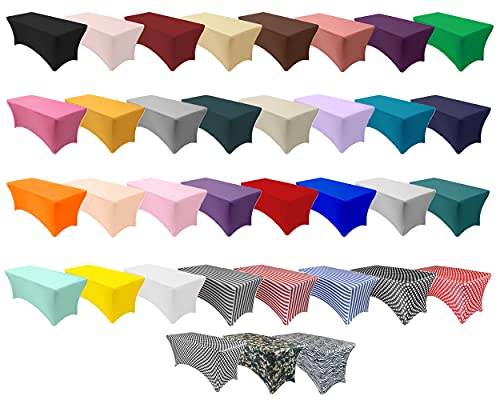 YOUR CHAIR COVERS Rectangular Spandex Table Covers 6ft Fitted Tablecloth Wedding Event Patio Decorations Elastic Fabric Stretch Tables Cover for 6 ft Folding Table (Black & White Polka Dot) - Thumbnail 6