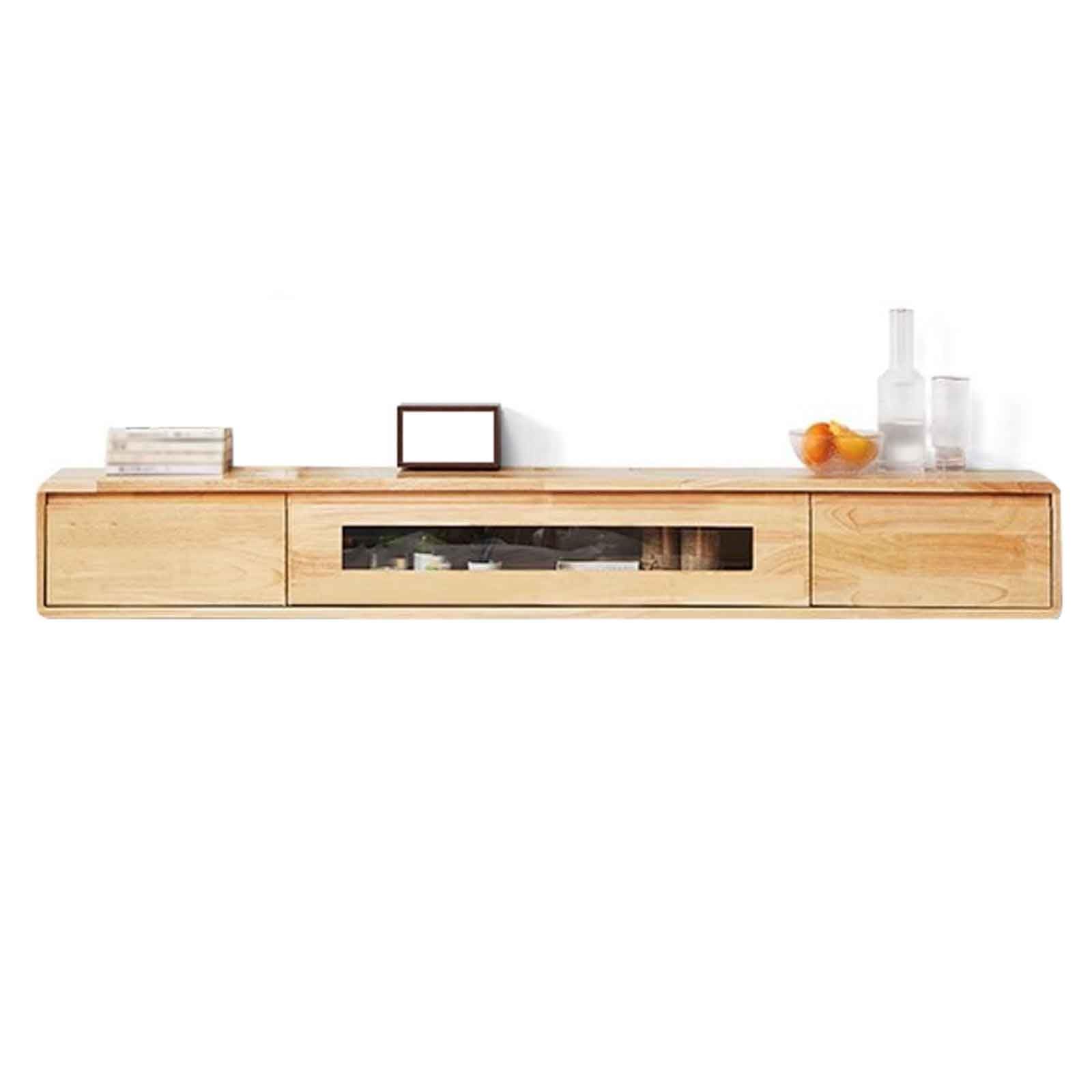 Meuble TV pour salon contemporain, console flottante jaune 140cm
