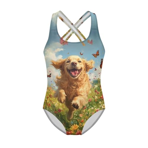 Image of One Piece Swimsuit Girls Cross-Back Bathing Suit 5-14Y Kids Swimwear Cute Swimsuits Sleeveless Bathing Suits