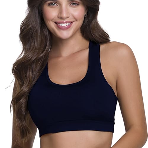 SELENE Top Academia Feminino Nadador Bojo Removível Poliamida, Marinho, G