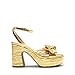 DREAM PAIRS Women's Chunky Platform Heels Sandals Pleated Bow Knot Ankle Buckle Strap Heeled Sandals Open Toe Comfortable Wedding Party Dress Shoes,Size 10,GOLD,SDHS2415W