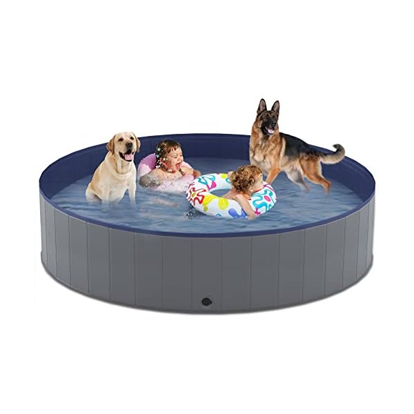 Niubya Foldable Dog Pool, Collapsible Hard Plastic Dog Swimming Pool, Portable Bath Tub for Pets Dogs and Cats, Pet Wading Pool for Indoor and Outdoor, 180 x 30 cm Niubya Foldable Dog Pool, Collapsible Hard Plastic Dog Swimming Pool, Portable Bath Tub for Pets Dogs and Cats, Pet Wading Pool for Indoor and Outdoor, 180 x 30 cm