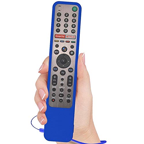 Image of Oboe Sikai Silicone Case for Sony Smart Tv Voice Remote RMF-TX600U RMF-TX500E Shockproof Protective Remote Cover Skin-Friendly Anti-Dirt Anti-Slip Anti-Lost with Remote Loop (Blue)