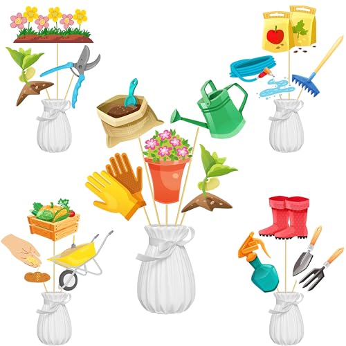 21Pcs Gardening Tool Centerpiece Sticks Garden Birthday Party Decorations Garden Tool Theme Table Centerpiece Decorations for Spring Theme Birthday Party Garden Baby Shower Supplies