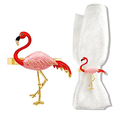 Rurili 6 Pcs Pink Napkin Ring Flamingo Napkin Ring Bracket Napkin Ring Buckle Thanksgiving, Christmas, Family Party, Table Decoration Ring #TOP9