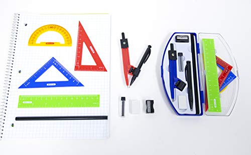 Bazic Products 450-A Bazic Math Geometry Set 11 Pieces For Students, Protractor, Compass, 2 Triangle Rulers, Ruler, Sharpener, Mechanical Pencil thumb #6
