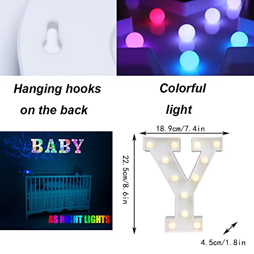 Image of LED Marquee Letter Lights, 18 Colors Changing Light Up Letters with Remote, RGB Alphabet Letters Sign for Girls Boys Gift Birthday Party Night Light Bedroom Wedding Christmas Decor-Colorful Y