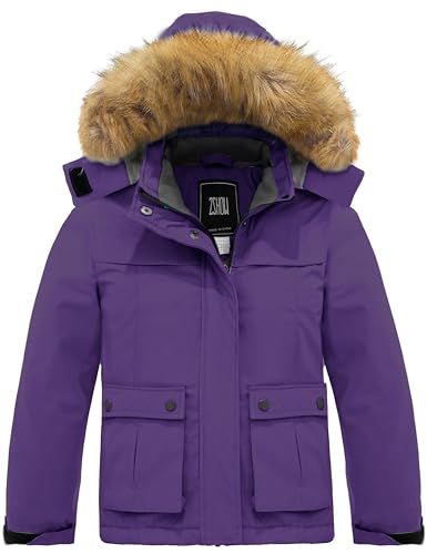Zshow NUSZXBB040008 Big Kid Girls' Fleece Rain Coat Waterproof Outdoor Snowboarding Ski Jacket cover
