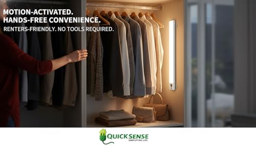 Image of Quick Sense QS-MSD01 Motion Sensor Light | PIR Auto-On Night Lamp | Rechargeable LED for Cabinet Wardrobe Stairs