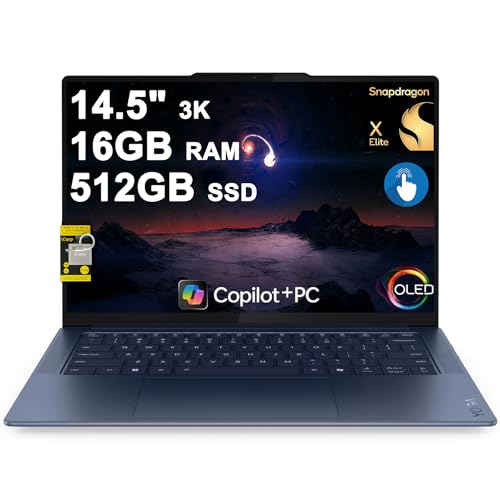 Image of Lenovo Yoga Slim 7 Laptop 14.5 inch 3K OLED Touch (100% DCI-P3 1000nits HDR Peak) Qualcomm 12-core Snapdragon X Elite (Up to 45 Tops) 16GB RAM 512GB SSD for Designer Business Work Win11 ICP Hub