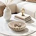 Plukers Large Modern Decorative Ruffle Bowl for Home Decor Fruit Bowl Organic Catch All Key Kitchen Entryway Shelf Coffee Table,Artificial Stone Beige
