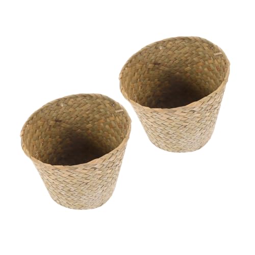 SAFIGLE 2 piezas Cestos Tejidos Compactos para Dormitorio y Baño Organizador Multifuncional y Ahorro de Espacio para Oficina Cesta de Almacenamiento Versátil para Basura y Objetos