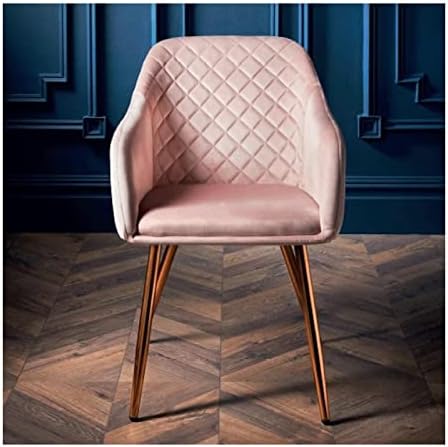 spot on dealz® Accent Chair Velvet Dining Chairs Side Armchair Living Room Armchairs Comfortable Sofa Cushion Lounge Chair Gold Metal Legs Occasional Furniture Blush