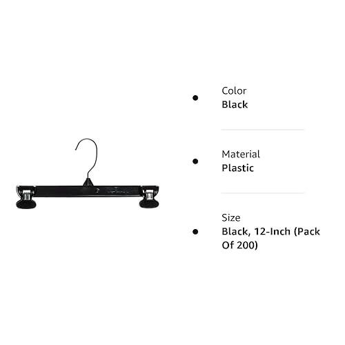 Miniatura 5 de Mainetti 6012 - Ganchos de ropa de plástico negro con colgador giratorio de metal y pinzas antideslizantes de plástico resistentes, ideal para