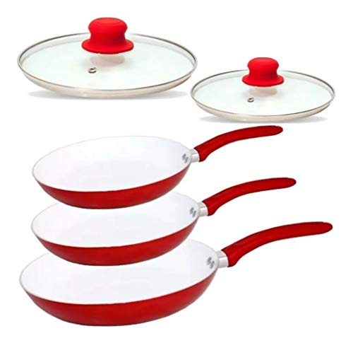 Kit 3 Frigideiras Antiaderente Ceramica Vermelha