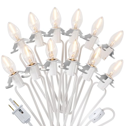 SURAIELEC 21 FT Christmas Village Lights, Accessory Cord with 12 LED Bulbs, C7 Snow Village Light Cord with Switch, Replacement Lights for Holiday Craft Decorations, UL Listed