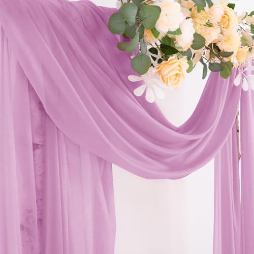 Image of Socomi Purple Sheer Wedding Arch Draping Fabric 29 inch x 20Ft 1 Panel Outdoor Curtain Drapes Extra Long for Bridal Baby Shower Ceremony Birthday Party Decor