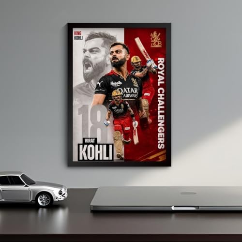Image of Funk You Store Virat Kohli Framed Poster | King Kohli 18 Wall Art | RCB Edition | Cricket Legend | Premium Sports Decor for Cricket Fans | Motivational Wall Poster (F 178)