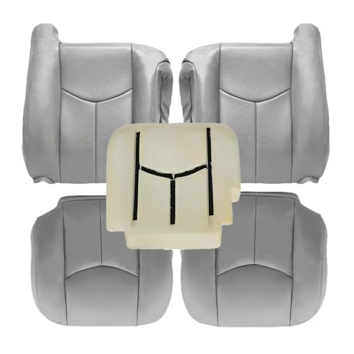 SecosAutoparts Driver & Passenger Bottom & Top Lean Back & Driver Foam Cushion Leather Seat Cover Light Gray # 922 fit for Chevy GMC Tahoe Suburban Avalanche Yukon Silverado Sierra 2003 2004 2005 2006 by SecosAutoparts - Used condition - US$95.80