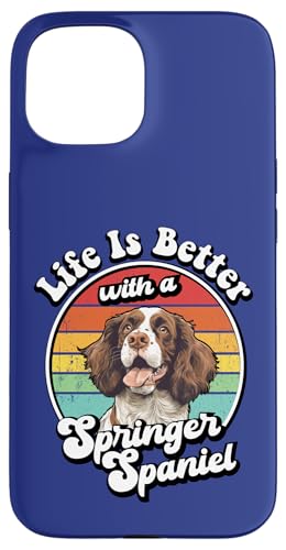 Vintage Retro Life Is Better With A Springer Spaniel Lover �X�}�z�P�[�X iPhone 15 �p