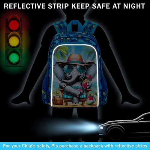 Image of 16 inch Backpack for Boys, 3Pcs Elephant Kids Bookbag with Lunch Box, School Backpacks Set for Elementary Preschool Kindergarten(Blue)