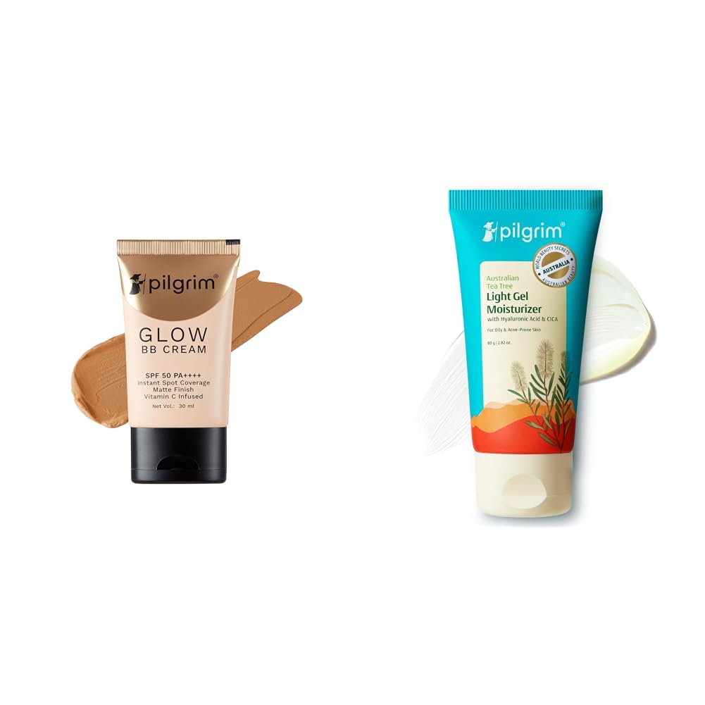 Pilgrim Almond Glow 3-In-1 Medium BB Cream SPF 50 PA++++ With Niacinamide, Hyaluronic Acid & Vit C For & Australian Tea Tree Light Gel moisturizer for face for oily & acne prone skin with Hyaluronic a-image-43