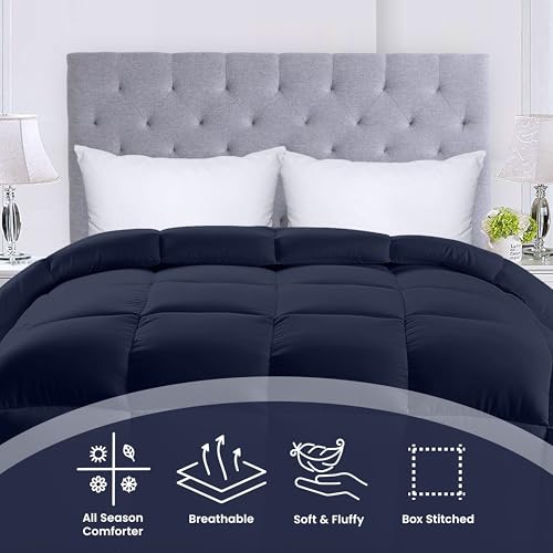 Utopia Bedding All Season 250 GSM Comforter - Plush Siliconized Fiberfill Comforter Twin - Box Stitched (Twin/Twin XL, Navy)