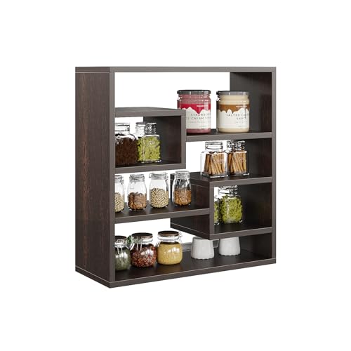 Image of FURNEASER Brian Kitchen Rack Shelf Multipurpose Wooden Wall Mounted Spice Jar Rack Shelves for Kitchen Storage Kitchen Shelf Organizer Kitchen item Containers Hanging Shelves