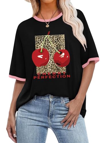 Binshre Womens Oversized Vintage Graphic Tees Aesthetic Y2k Baggy Shirts