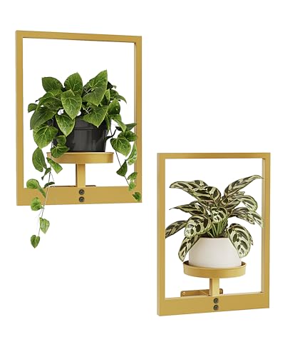 Bamworld Gold Plant Stand Indoor, Plant Hanger Wall Planters for Indoor Plants Window Plant Shelves Plant Holder Wall Decor, Room Decor (Patent Design)