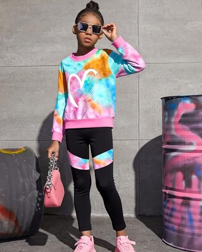 Image of Girls 2 Piece Outfits Kids Clothes Sets Sweatsuit Tracksuit Jogger Print Long Sleeve Sweatshirts Sweatpants 4-13Y
