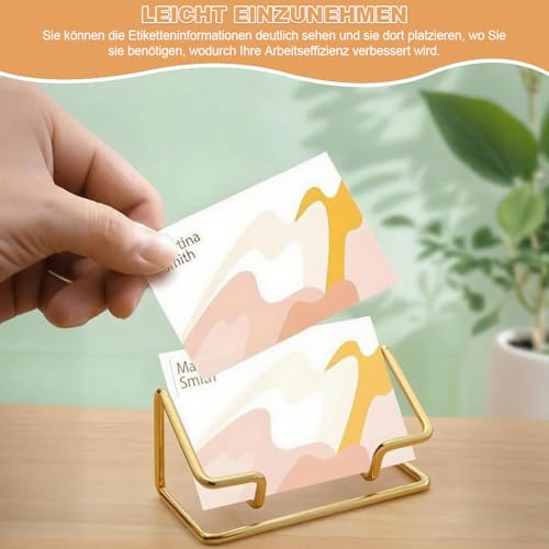 LYSPBAO Metall Visitenkartenhalter, 4 Stück Premium Business Visitenkarten Halter, Moderner und Minimalistischer Visitenkartenständer für Schreibtisch Visitenkarten, Laden oder Messestand(Golden)