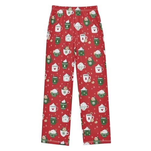 ZZXXB Hedgehog and Coffee Boys Long Pants Soft Trousers Elastic Waist Kids Lounge Bottoms with Pockets S-XL