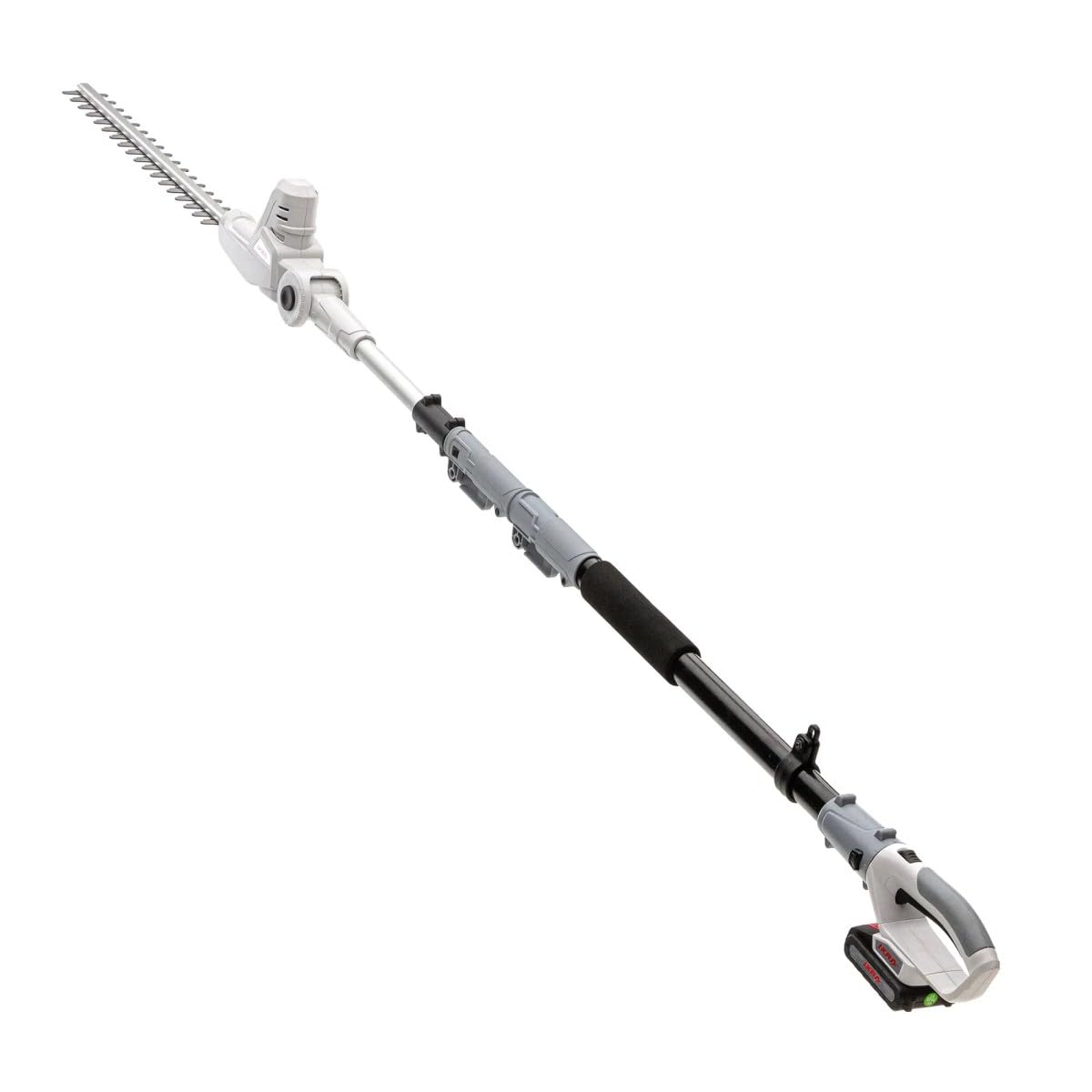 Ikra - Tamaño de seto inalámbrico, 20 V, hoja de 40 cm, batería de litio de 2,0 Ah + cargador de 20 V, palo telescópico hasta 4 m