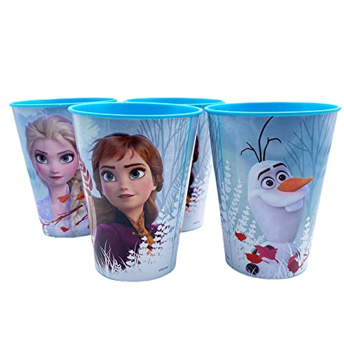 JuniorToys Design für Frozen Die Eiskönigin Trinkbecher 230ml mit Olaf Anna ELSA Ideal für Party und Kindergeburtstag (Olaf hellblau 4 Stück) Cover