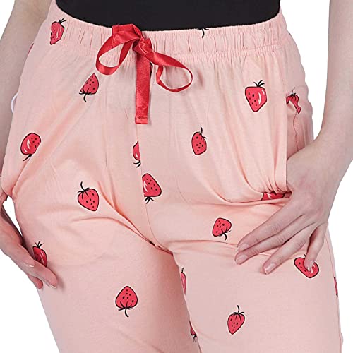 Image of Women's Cotton Printed Night Pyjama with Two Pockets