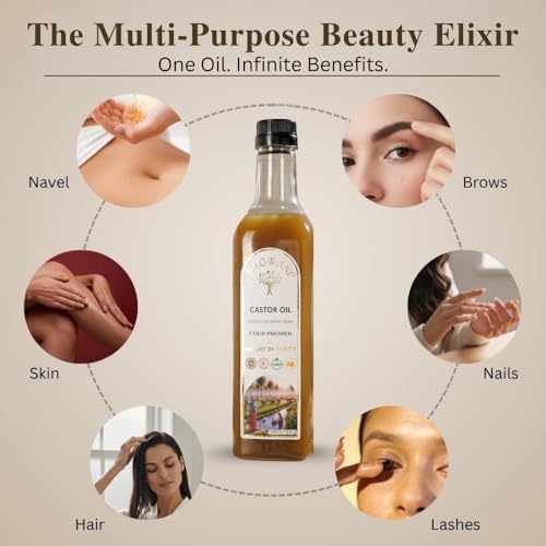 Image of Cold Pressed Unbleached Castor Oil For Hair Growth, 100% Natural Arandi Oil for Skin, Nails, Joint Pain Relief & Constipation Pure Extra Virgin Castor Oil 500ml - Plastic Bottle
